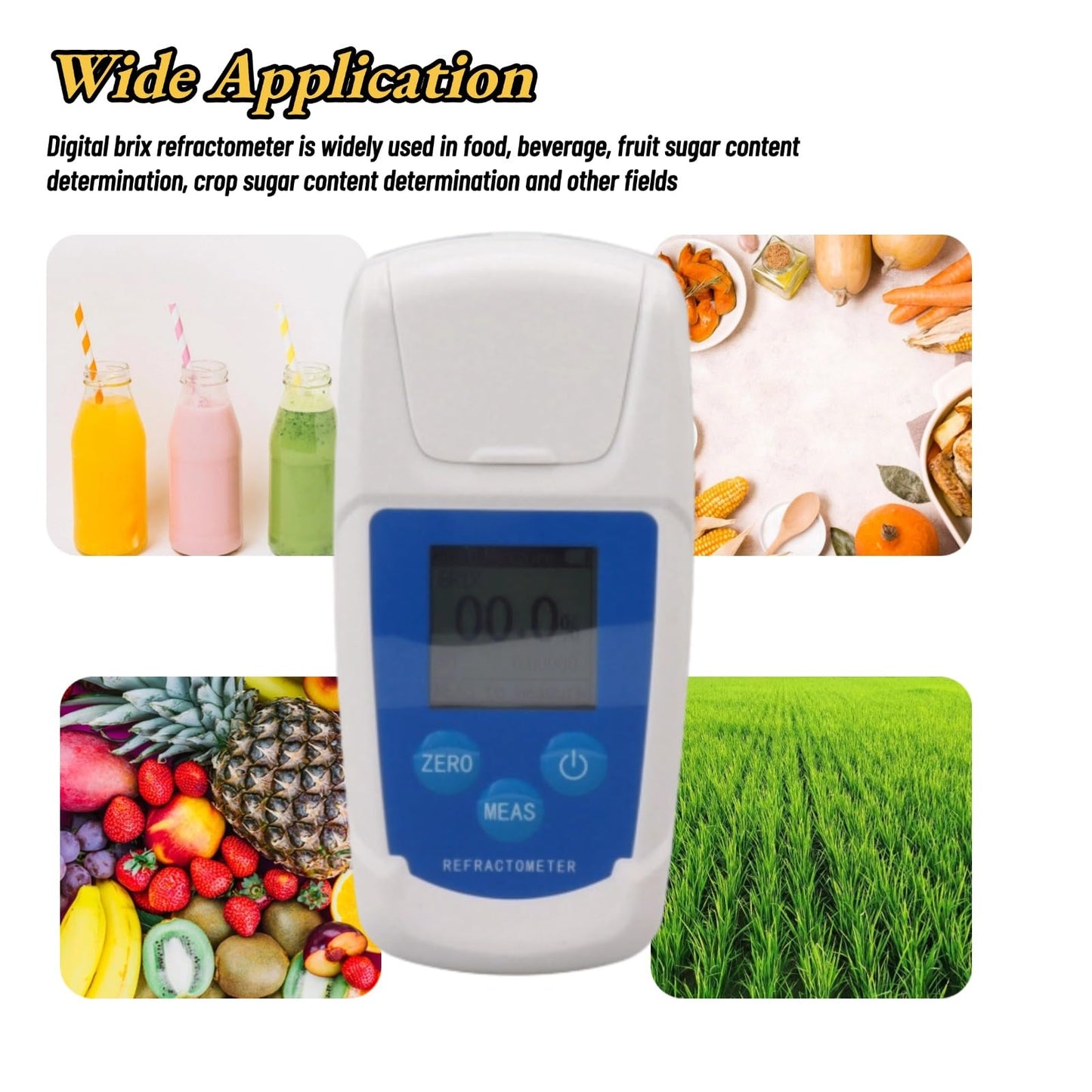 Digital Brix refractometer, Brix tester 0-55% Easy to use, sensitive reaction for juice to measure the sugar content of beverages.
