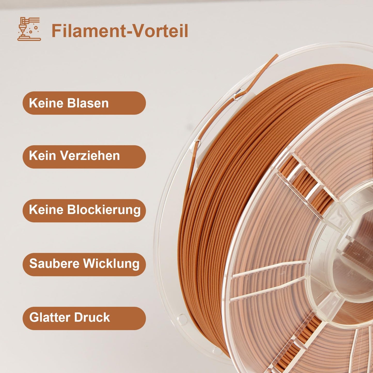 LVVJ3D PLA Filament 1.75mm, Natural Matte Wood Texture 3D Printer Filament, Yellow Teak Wood Filament Precision +/- 0.03mm, 1kg/Spool