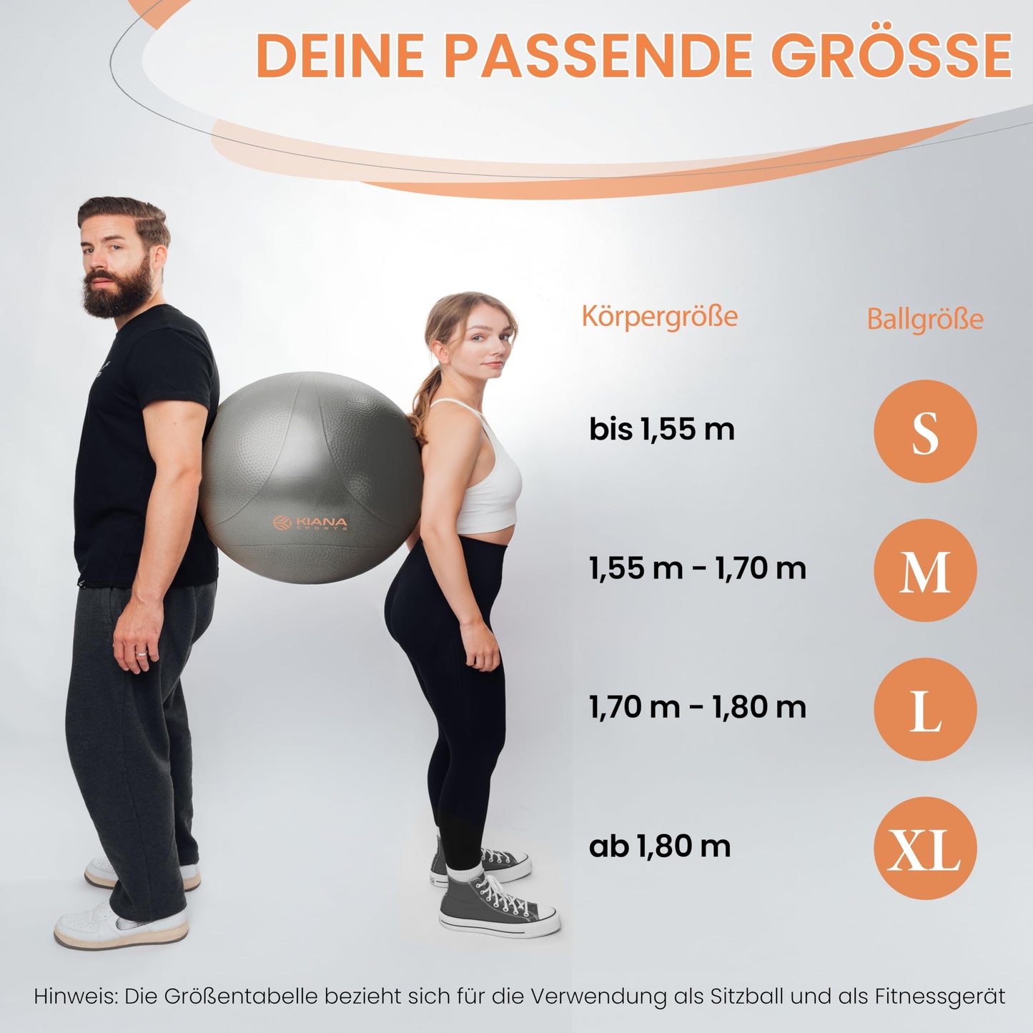 KIANA SPORTS® Exercise Ball & Stability Ball - 4 Sizes - German Design - Non-Slip Yoga Ball with Bumps - Extra Thick & Durable - Includes Pump & Exercise Plan - Perfect for Fitness & Office