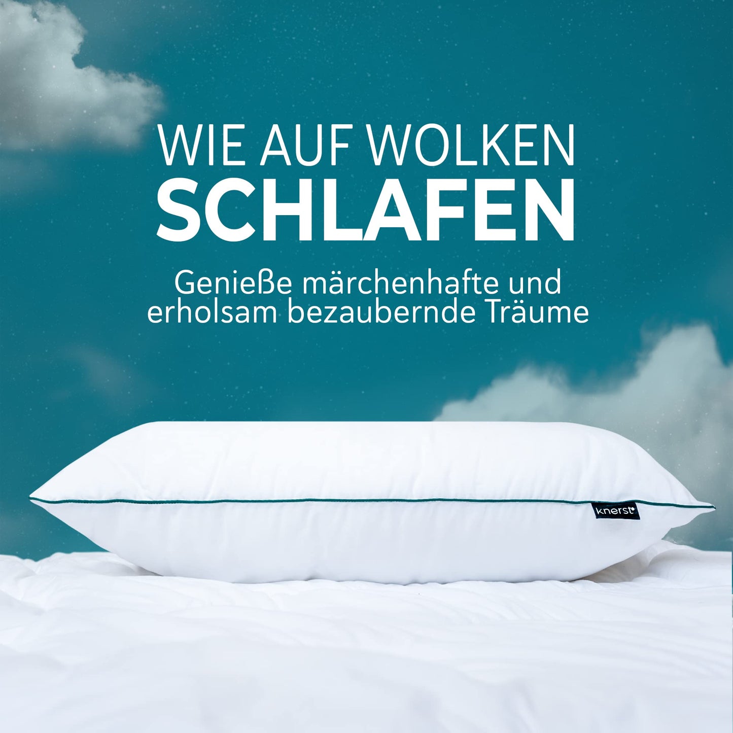 KNERST® 2-piece dream pillow set for snuggling - pillow 80x80 cm for irresistibly soft nights - ergonomic sleep pillow perfect for any sleeping position - cushion, Öko-Tex, Made in Germany.
