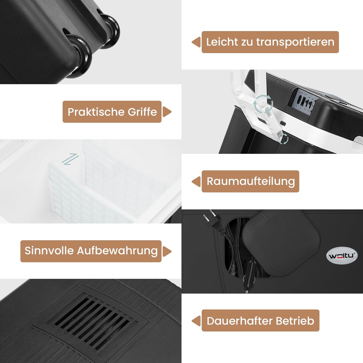 WOLTU Cooler Box Car 50L Electric 12v 230v, for Cooling and Heating, Camping Cooler Box for Car and Socket, Thermo Box Refrigerator Large for Beach, Picnic, Summer Saver, Black