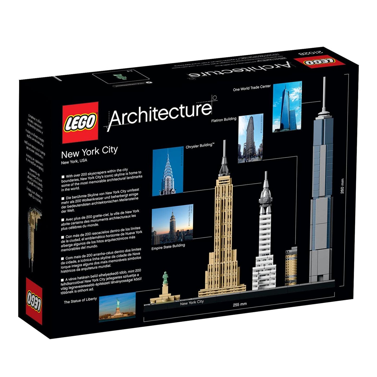 LEGO Architecture New York City Set, skyline model kit featuring World Trade Center and Statue of Liberty, ideal for adults to craft as home or office decor, perfect gifts for both women and men. 21028