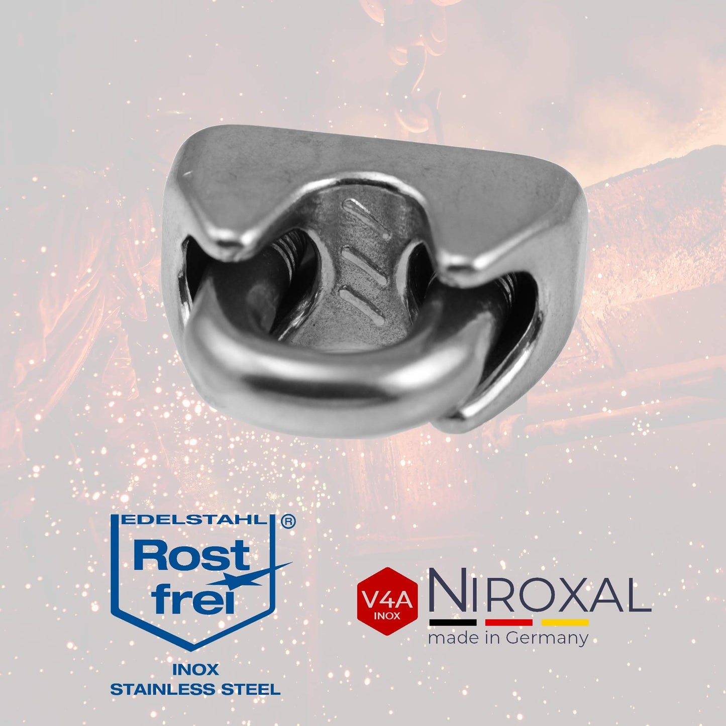 20 pieces stainless steel wire rope clip 6mm stainless steel A4 thimble wire clip suitable for Ø 6 mm wire | in a set with matching thimble | made of V4A stainless steel for galvanized steel cable wire rope.