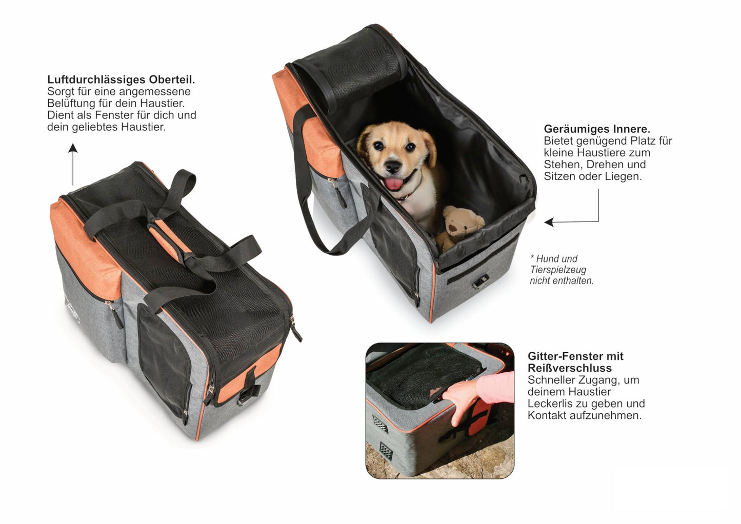 Annitaño - Premium dog carrying bag 55x40x23 cm - EUWI - Waterproof and durable up to 12 kg - Comfortable travel carrying bag for dogs