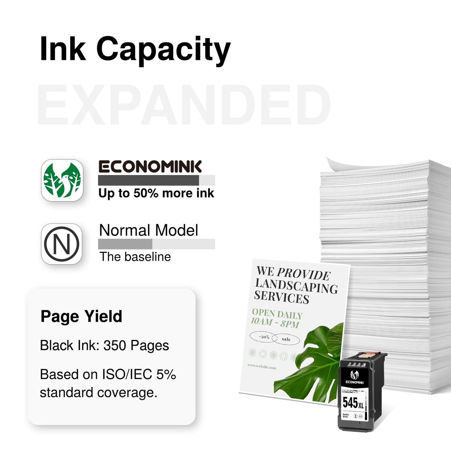 Economink printer cartridges 545 PG-545 XL Compatible for Canon 545, 545 XL Black for Pixma TR4551, TS3350, TR4550, TS3151, MG2555s, TS3450, MX495, MG2550s, MG2550