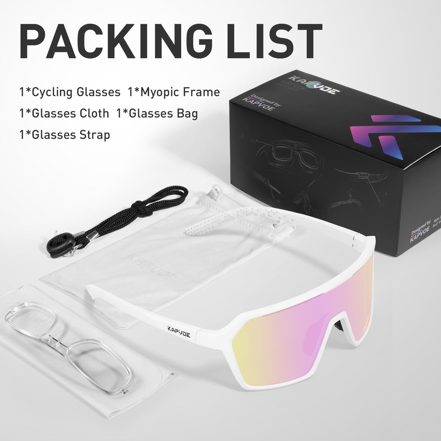 KAPVOE Cycling Sunglasses Men Women Polarized Sports Baseball MTB Road Bike Eyewear - K335
