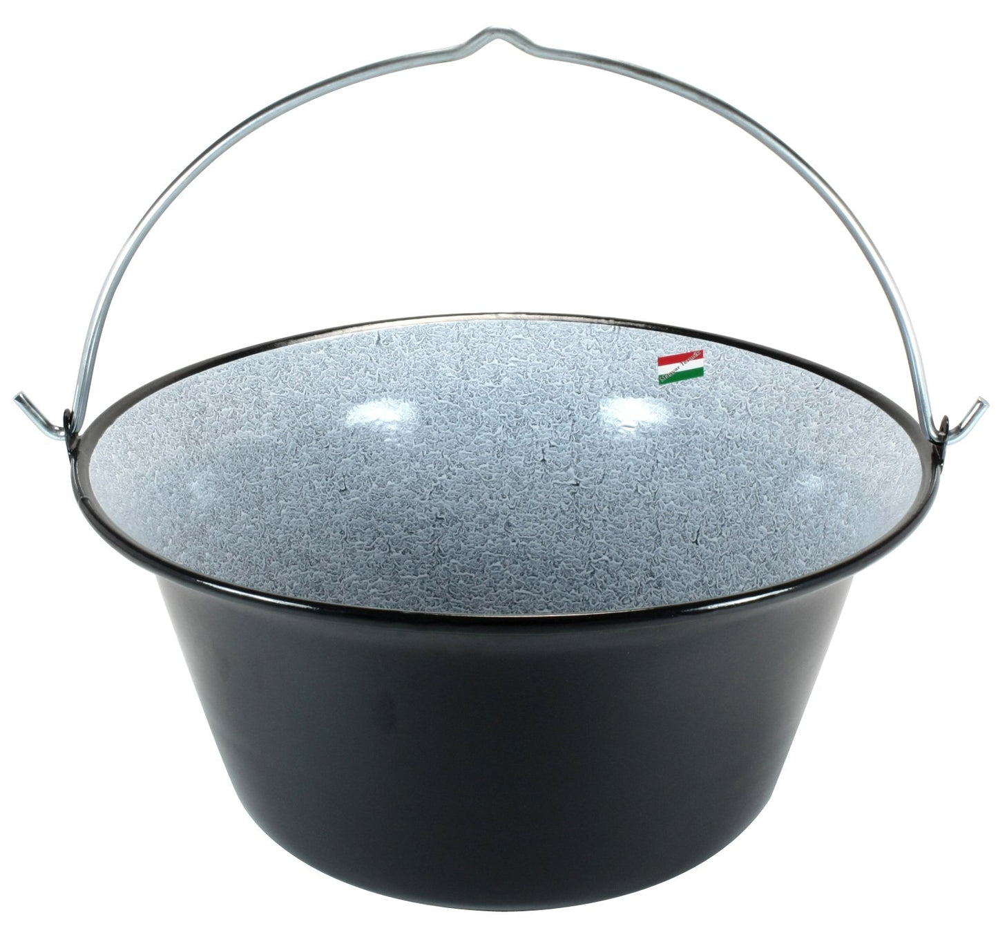 Grillplanet® set 22 L goulash kettle with tripod black 1.80 m and lid (22-liter original Hungarian goulash pot fire pot kettle goulash pot fire kettle cooking kettle mulled wine kettle soup pot kettle)