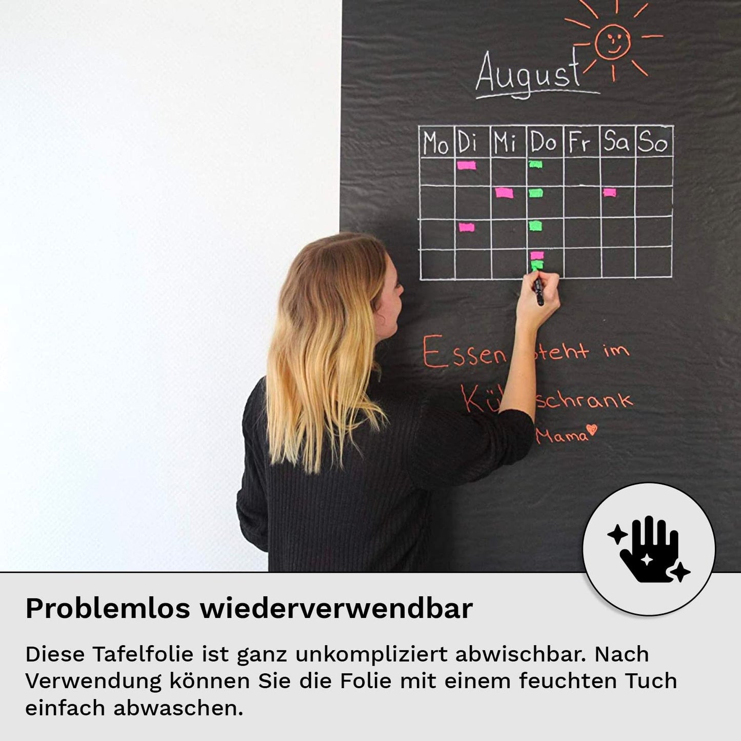 Self-adhesive chalkboard foil 90x200 - Wipeable film - Adhesive chalkboard film Children's blackboard sticker for kitchen or children's room