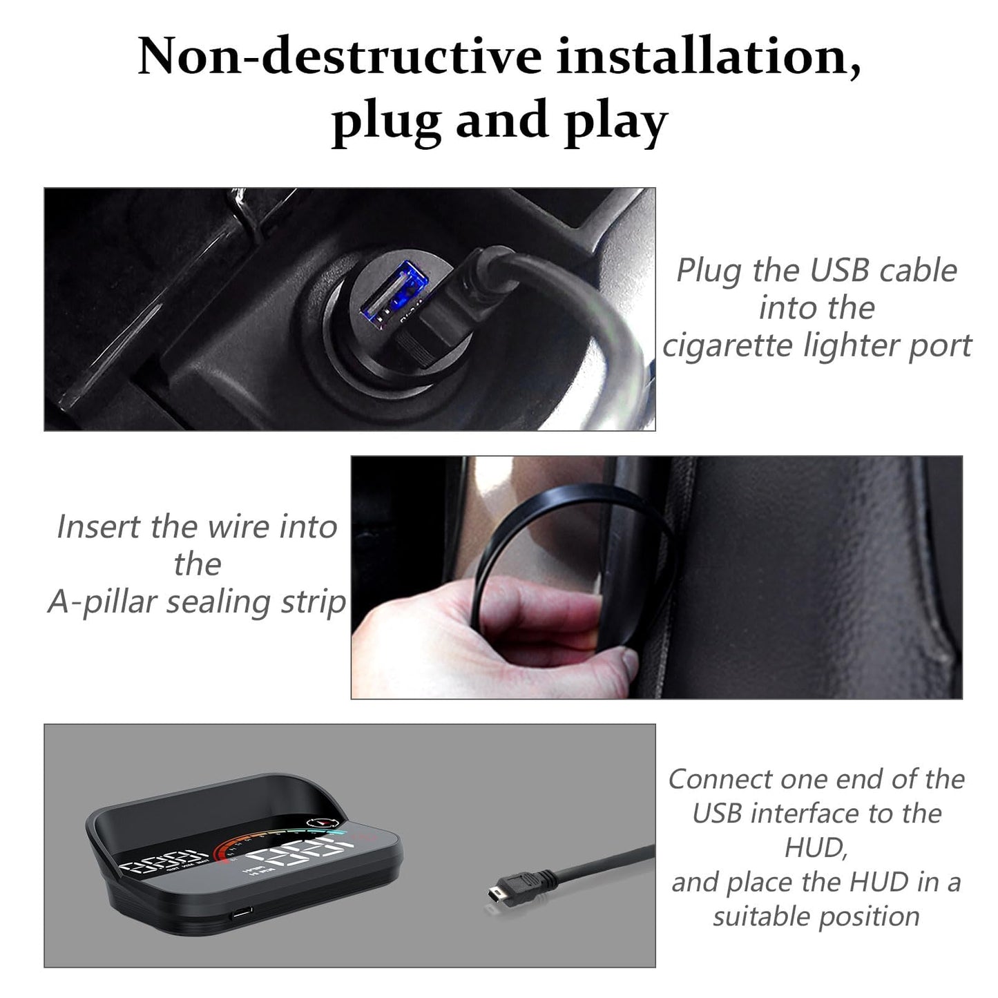 AMHVMU M22 Head Up Display Car - GPS Speedometer Car with Digital Display (Speed km/h, Time), Universal for All Vehicles