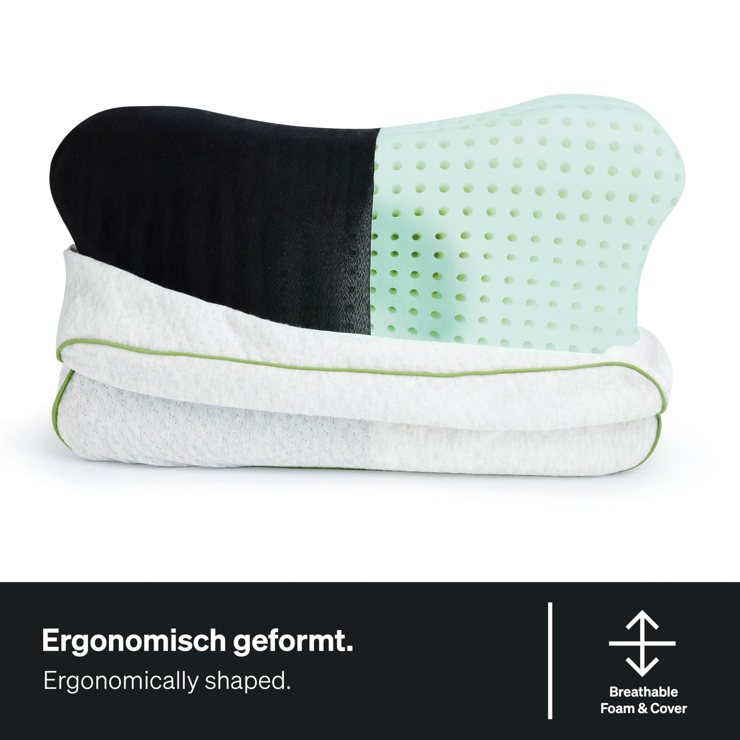 BLACKROLL® Recovery Pillow Set Climate (50 x 30 cm), pillow with additional Climate cover, ergonomic head pillow with Travel Bag, neck pillow made of Viscose Memory Foam, Made in Germany.