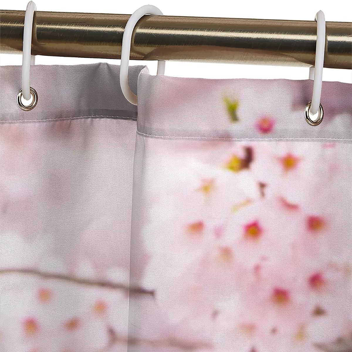 Shower curtain 240x200 Pink Sakura Anti-Mold Waterproof Extra Long Shower Curtains with 12 Shower Curtain Rings Flower 3D Design Bath Curtain for Bathtub Bathroom