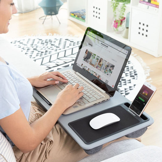 InnovaGoods® Laptop Desk with XL Seat Cushion Deskion, comfortable and ergonomic working or studying with desk and XL seat cushion design, ideal for home and office.