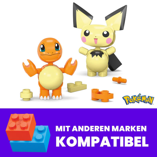 MEGA Pokémon Action Figure Building Toy Set, Pokeball 2-Pack, Pichu and Charmander with 40 pieces, for kids, HXP13