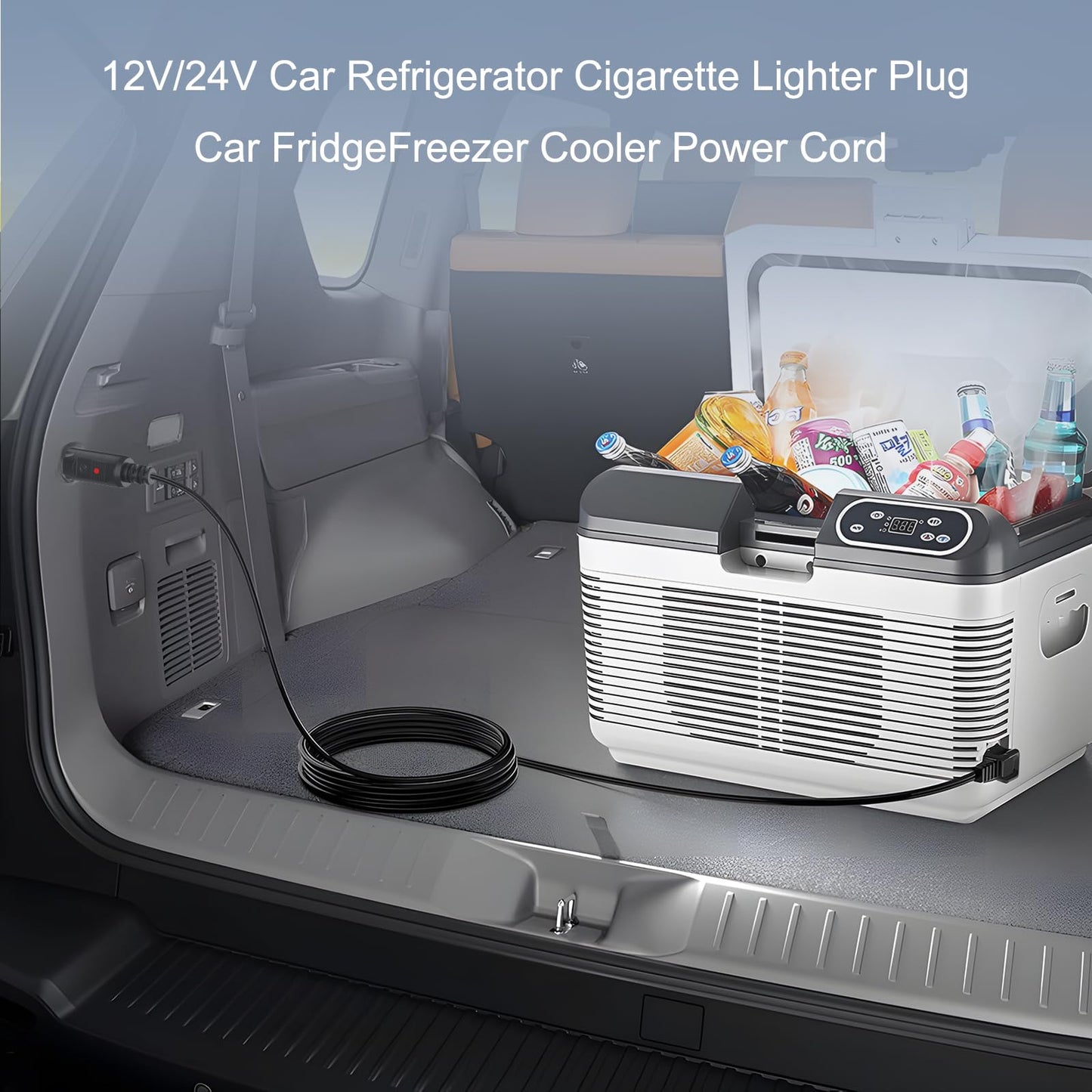 12V-24V car cooler replacement cable, car charger for Waeco CF-18, Dometic cooler, Alpicool ARB ICECO car fridge cable Bodega extension cable CDF-18 compressor cooler car socket