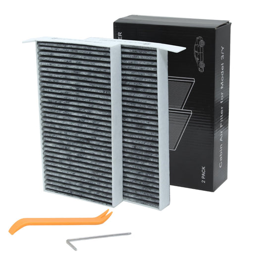 Interior filter compatible with Tesla Model Y & Model 3 - Replacement cabin air filter activated carbon, 2-pack for car