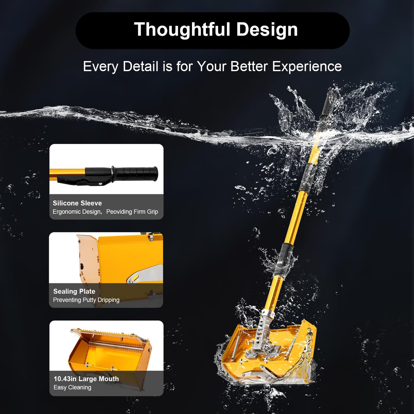 Drywall trowel, drywall flat box, and drywall flat finishing tools with 90-150 cm adjustable handle. Rotates 30° left/right, 90° up/down for wall and ceiling finishing.