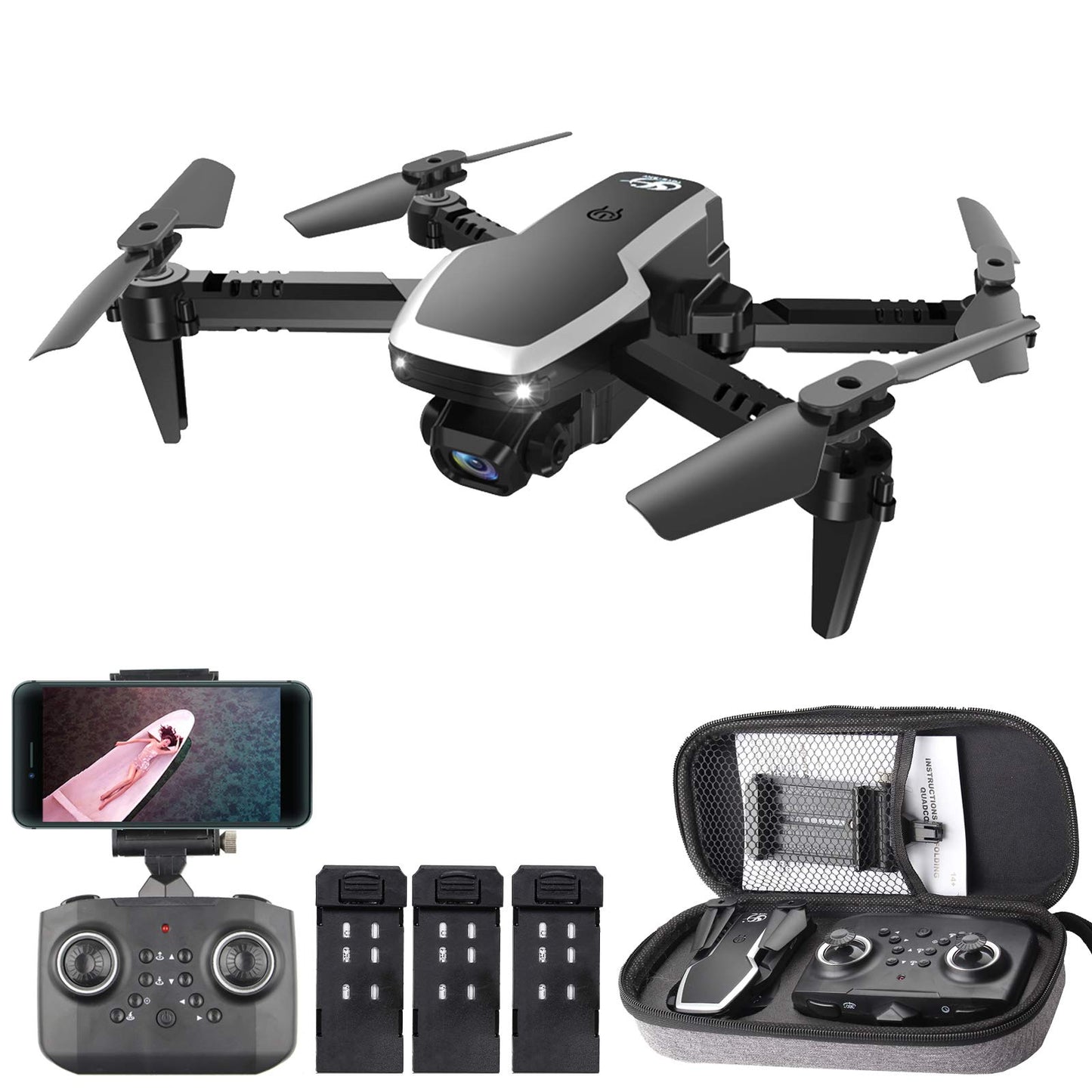 PRO RC Drone with Camera 4K Mini Drone Dual Camera Foldable Quadcopter with Flight Path Function Headless Mode 3D Flight Auto Hover One Key Start Landing One Key Return for Kids