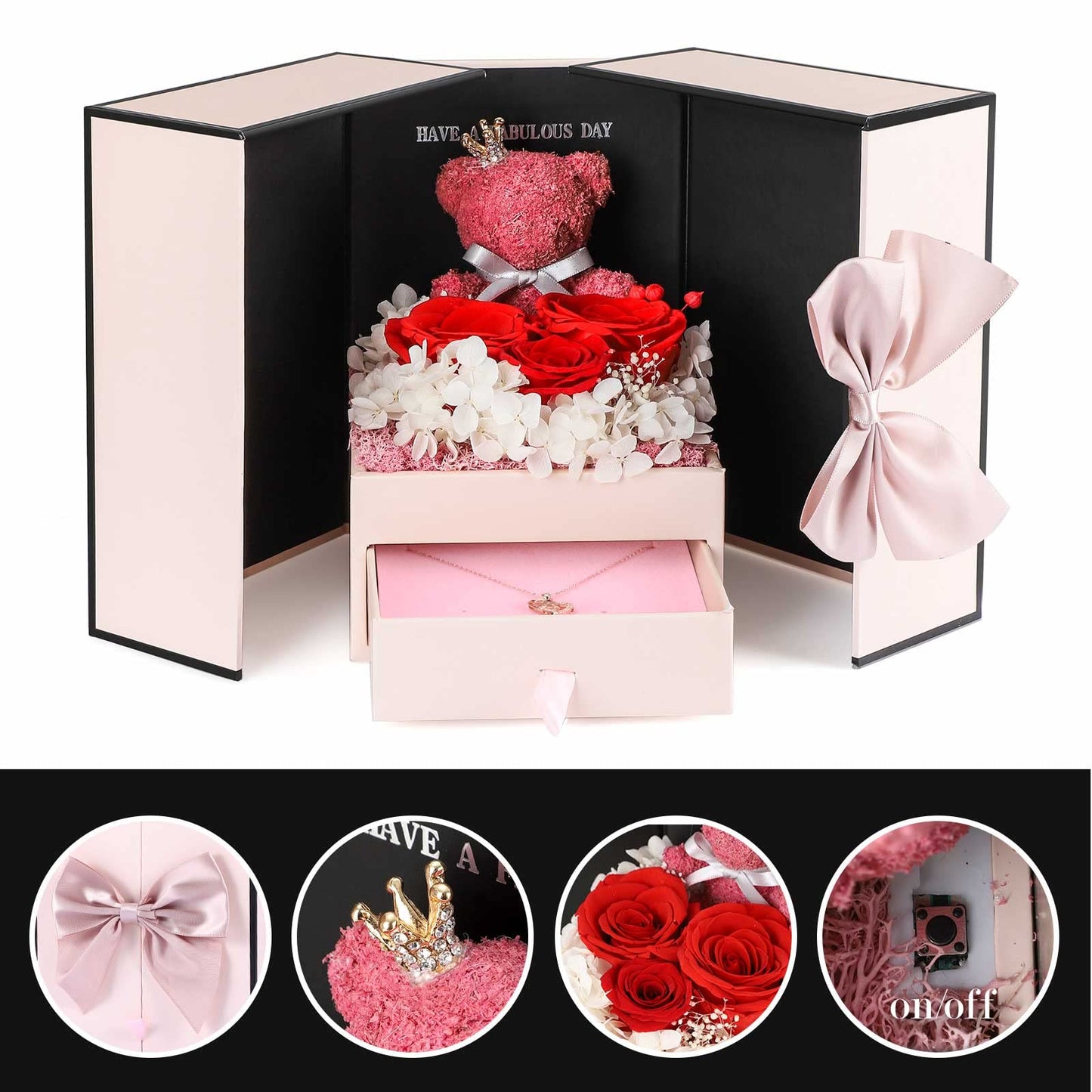 As a mother of a son, Eternal Rose with I Love You in 100 Languages Necklace, Infinity Rose Gift Box for Grandma, Girlfriend, Wife on Mother's Day.