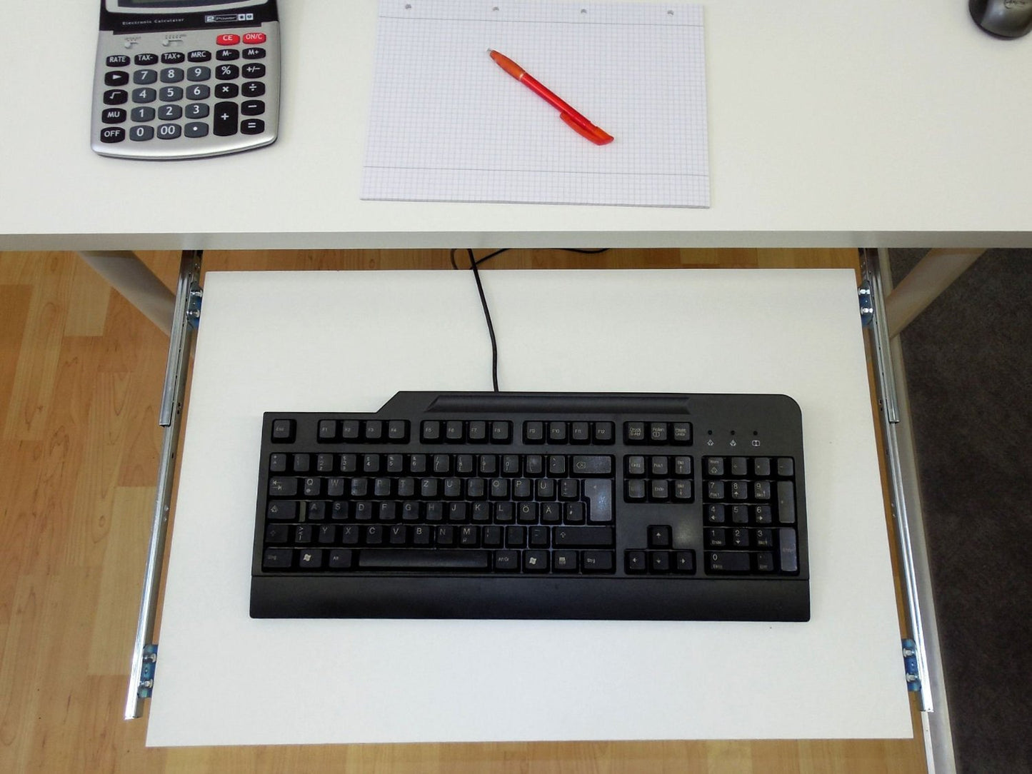 EisenRon keyboard tray telescopic slides 300 mm useful height 47 mm for underdesk mounting