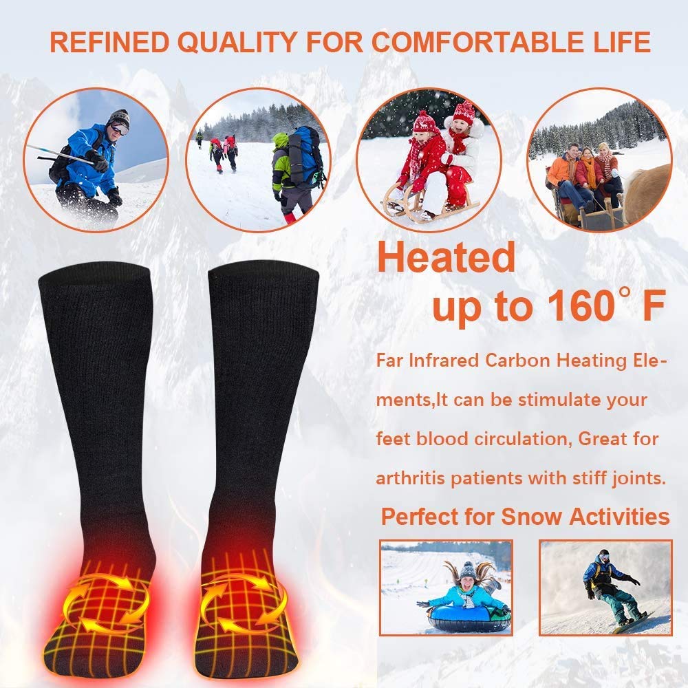 WISSBLUE Heated Socks, Heated Socks, 4000 mAh Rechargeable Warm Socks for Sports Outdoor Camping Hiking. Warm Winter Socks for Men and Women.