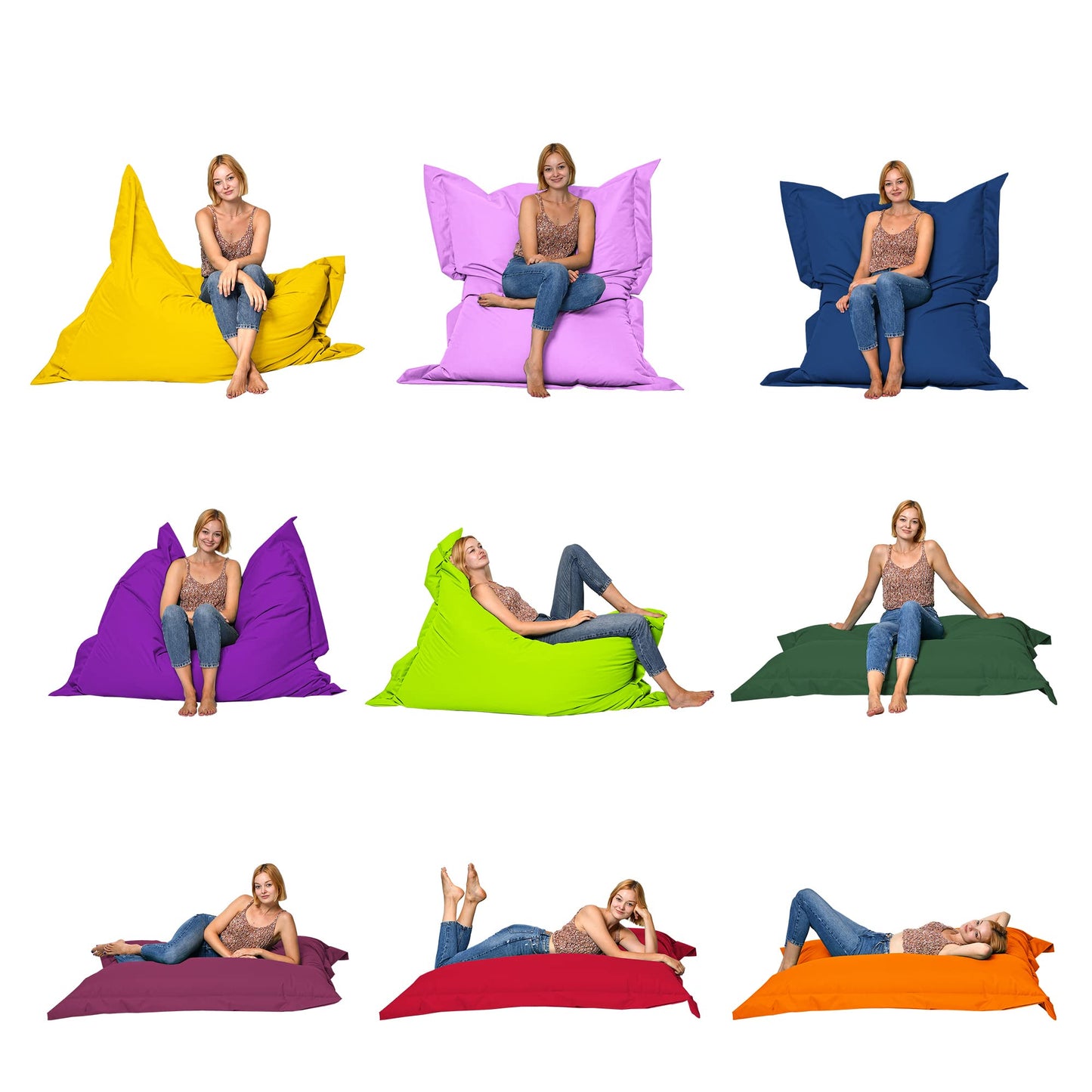 Momiralland Rectangular Bean Bag Chair - Indoor & Outdoor - 2 in 1 Function - for Relaxation - Giant Seat Cushion for Kids and Adults - EPS Bead Filling (Kiwi, Indoor & Outdoor 120 x 140 cm)