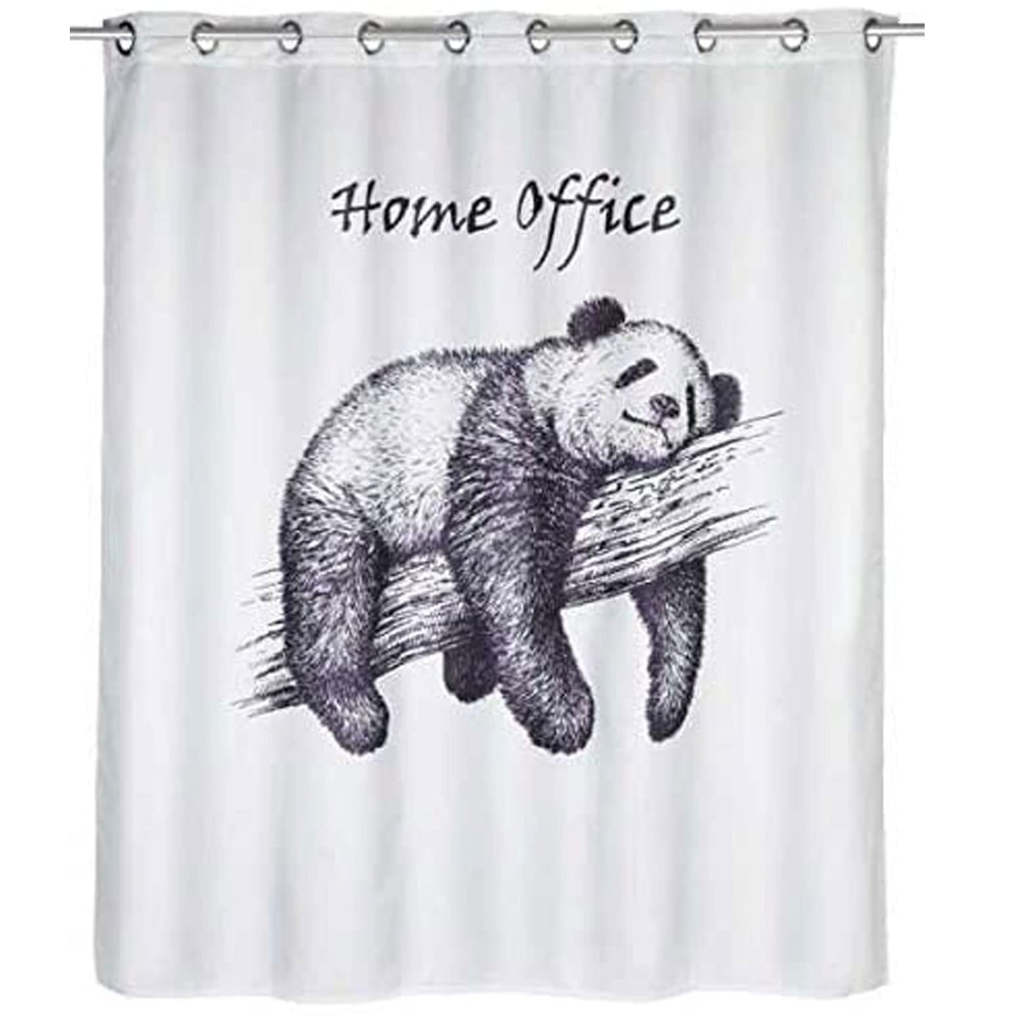 WENKO Anti-Mold Shower Curtain Home Office Flex, antibacterial textile curtain with anti-mold effect, washable, water-repellent, with integrated hanging system, 180 x 200 cm, Black/White