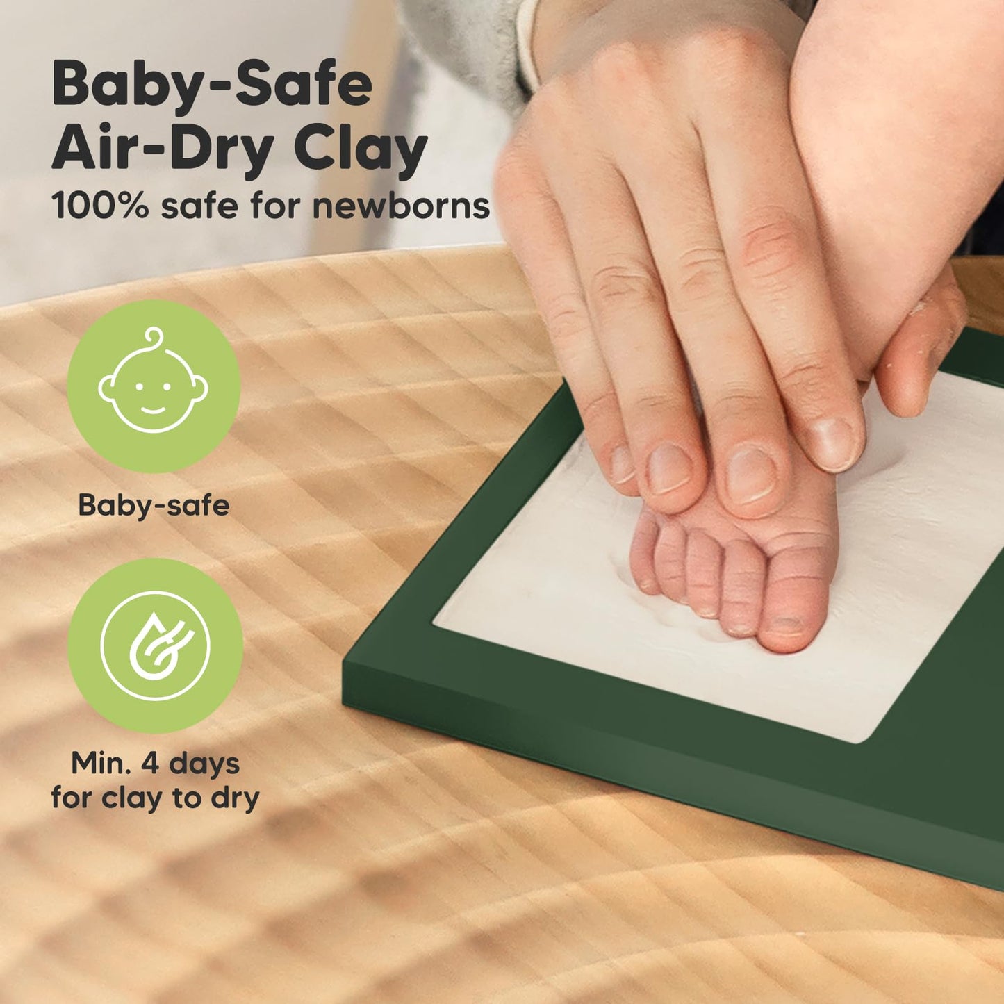 Baby handprint and footprint set - Baby hand and foot plaster cast for newborns - Baby handprint photo frame - Baby footprint plaster cast set - Baby shower footprint kit (Hunter Green)