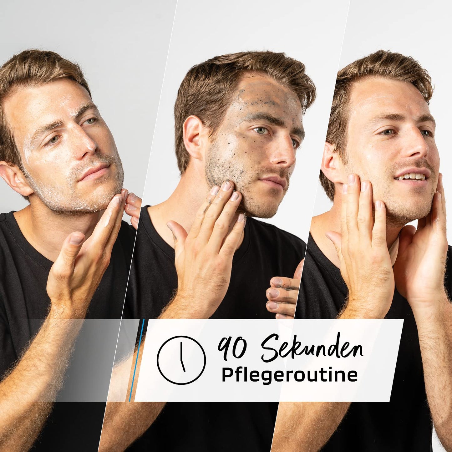 SKINBRO Men's Skincare Set | Made in Germany | 3-piece skincare set for men - cleansing, exfoliating, and face cream with caffeine | Vegan | Ideal gift for men | Cleanser, care, & moisturizer