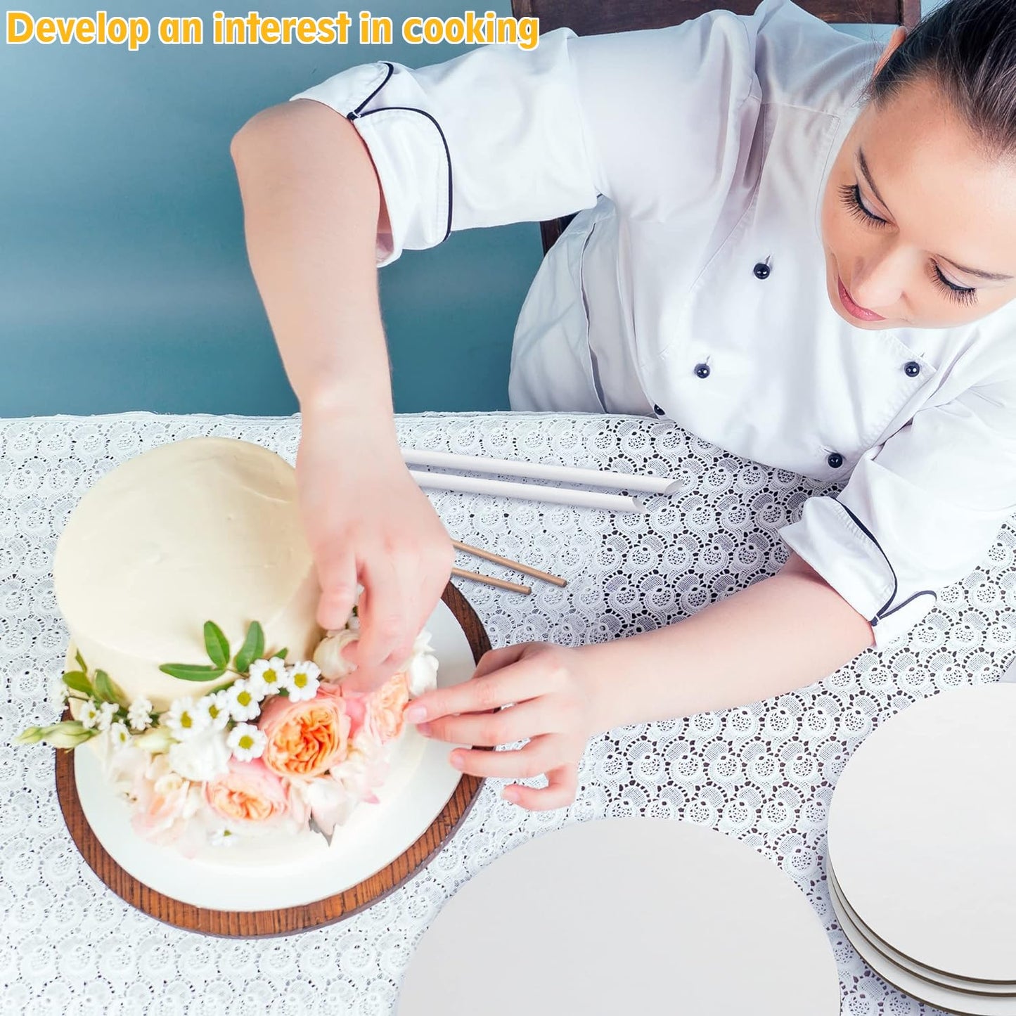 LWAIX Round Cake Board 30 cm 12mm Cake Tray for Wedding and Birthday Cake Decoration 5PCS (White)