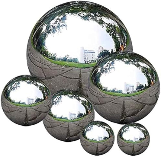 Zosenda stainless steel garden ball, 6 pieces 50-150 mm mirror-polished hollow ball. Reflective Gazing Ball, Floating Pond Balls Seamless decorative ball for home garden ornamentation.