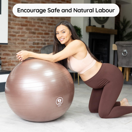 BABYGO® Pregnancy Exercise Ball Office Yoga Pezzi Ball | Includes Pregnancy Book for Birth & Fitness | Anti-Burst 1000 Kg (Mocha, 75cm)