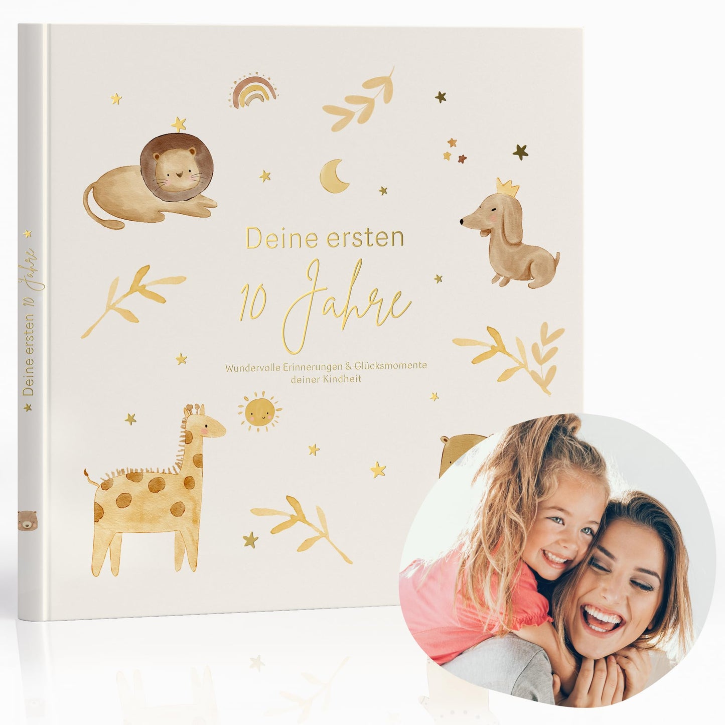 MyBaby123® Children's Album. Your first 10 years in high-quality gold. A memory album, gift for birth, children's photo album, children's diary, memory book album, gift for child.
