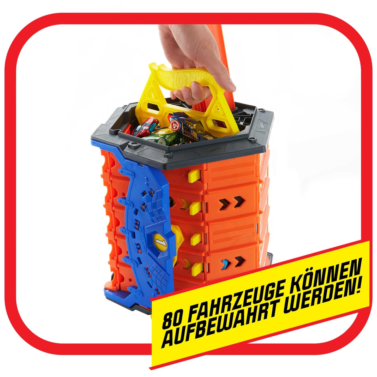 Hot Wheels HGK41 - Rollout Raceway Trackset, turns into a five-lane raceway, storage container, toy race track for kids 4+ years old.
