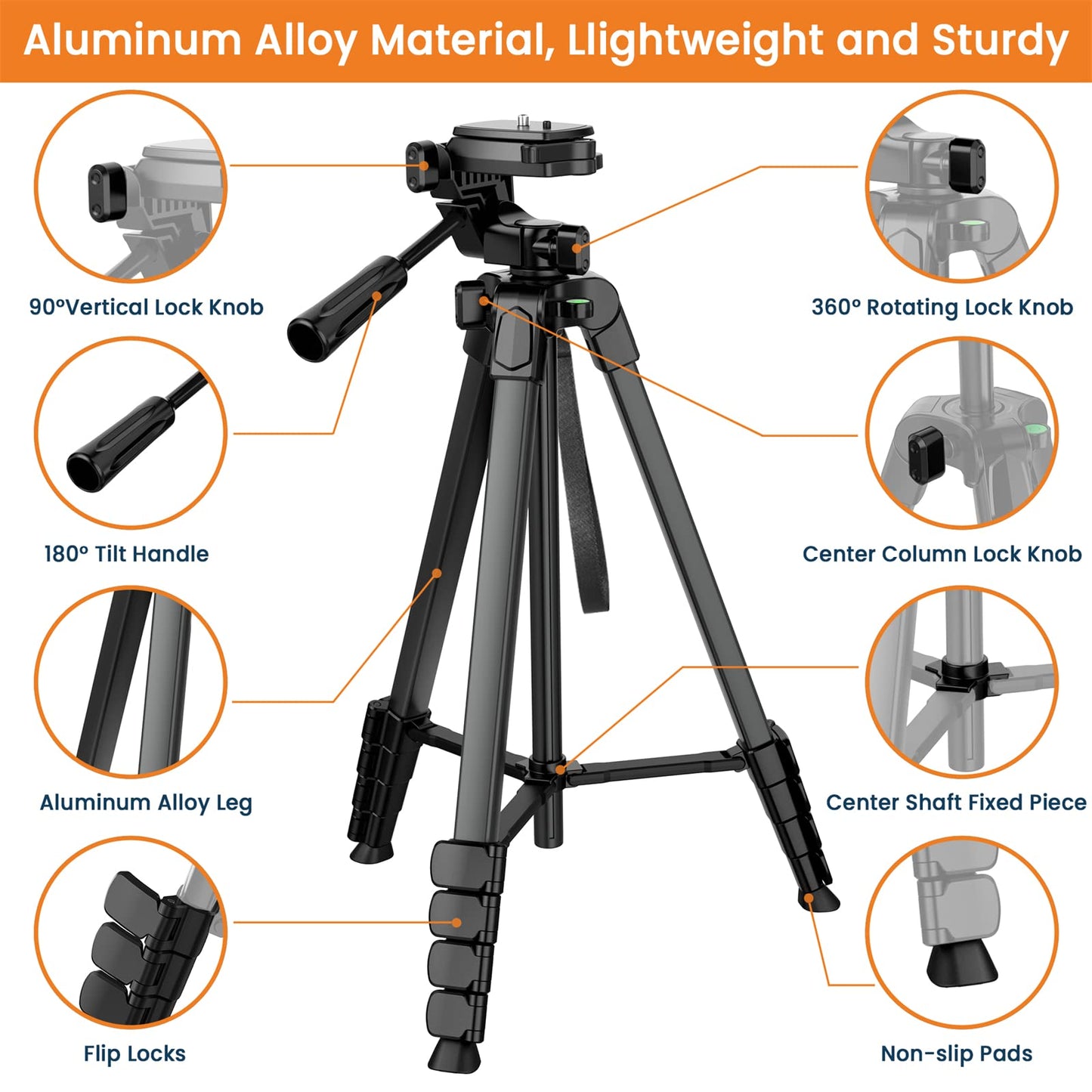 Mobile Tripod, Upgrade 172cm/67inch Camera Tripod for Smartphone iPad with Phone Holder and Remote Control, Lightweight Tripod Stand for iPhone/Samsung/Huawei/Ringlight