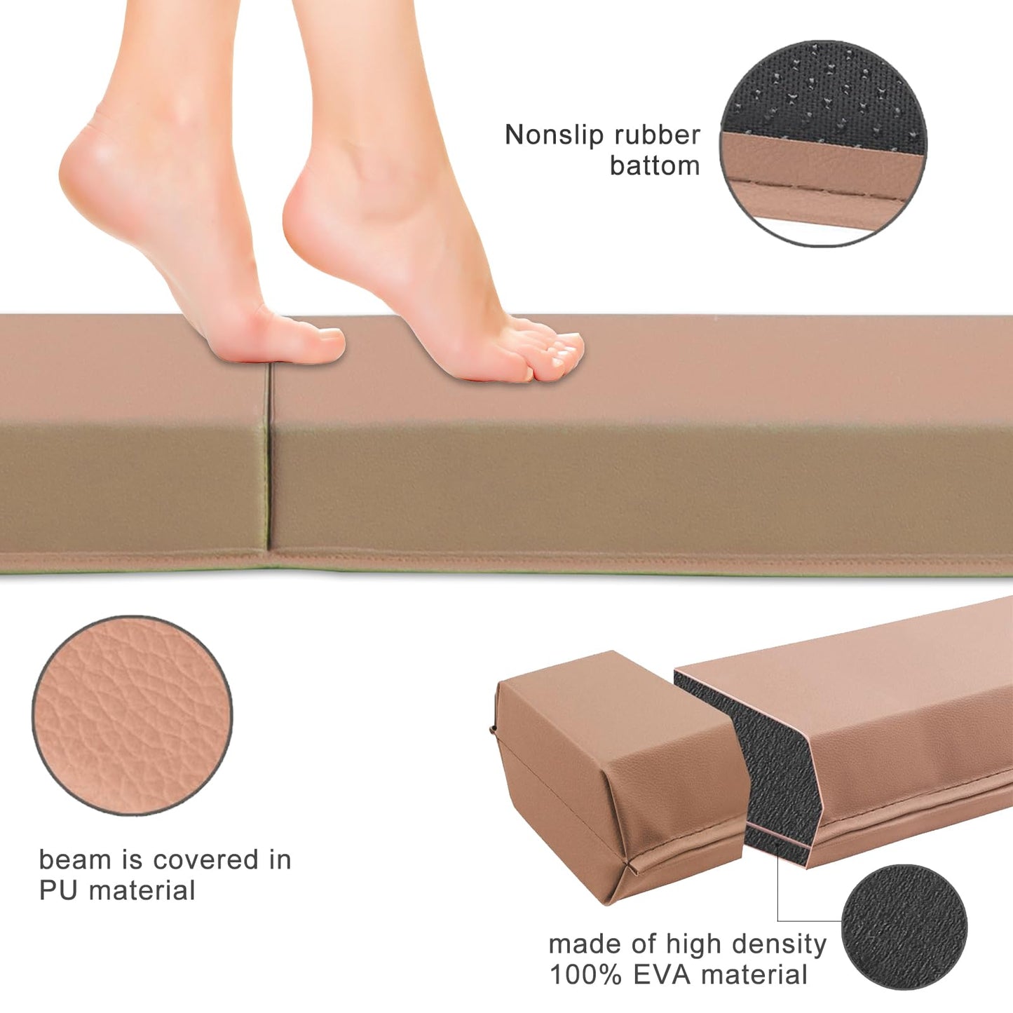 SportBob balance beam Kids foldable balance beam 240cm PU Leather balance beam for home practicing balance beam training beam for kids, fitness/training/gymnastics