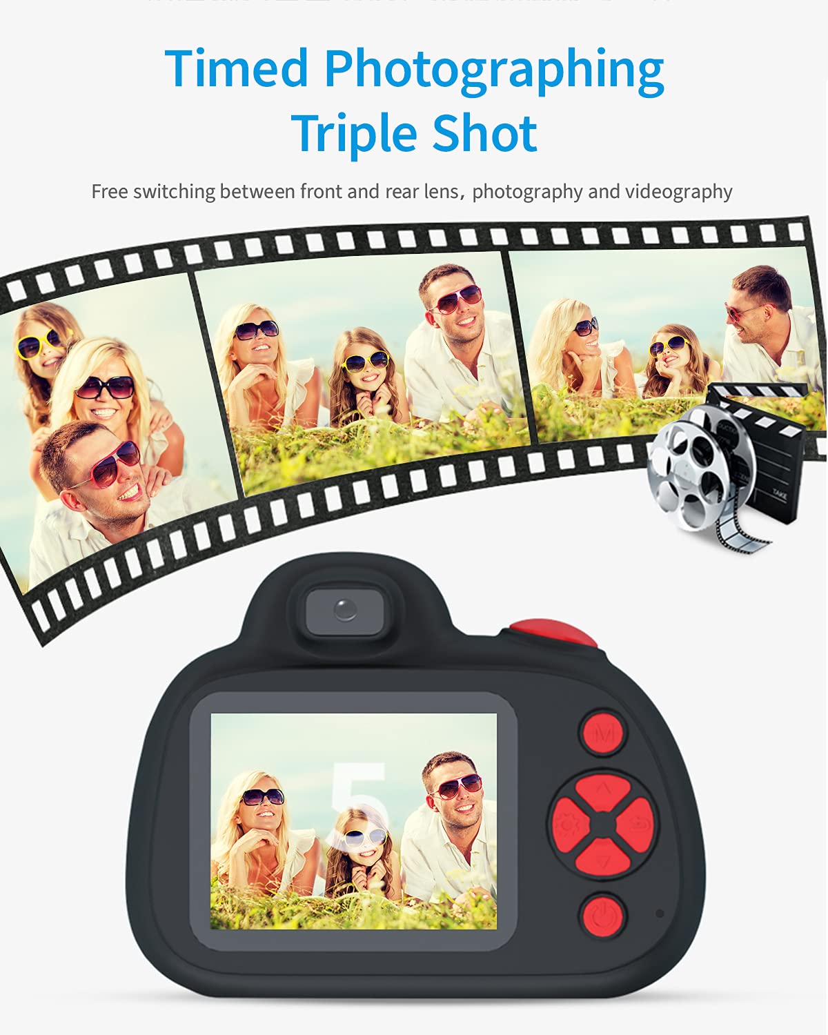 MOREXIMI Kids Camera, Digital Camera for Children aged 3-8 years, Birthday Gift, Toy for Girls and Boys (Black)