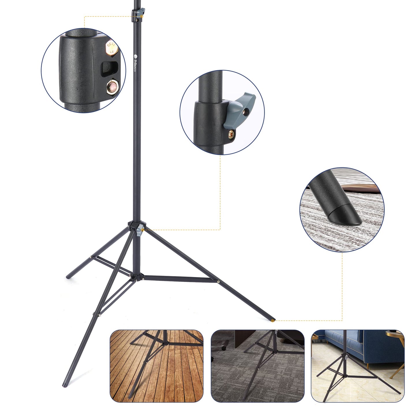 Potaeco Photo Background Stand, 2.8x3M Backdrop Stand Adjustable Photo Studio Support System with 6 Background Clips, 2 Sandbags and Carrying Bag for Portrait Product Photography, Wedding Parties