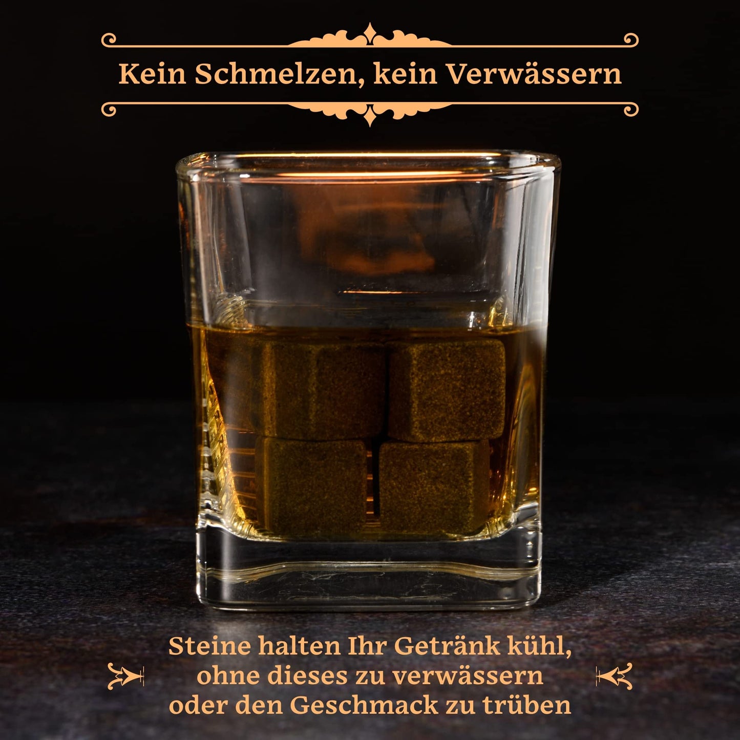 GOURMEO Whiskey Glass Set with Whiskey Accessories Stones - 2 Whiskey Glasses & 8 Cooling Stones - Whiskey Gift Set with Stainless Steel Tongs - Whiskey Gift Set for Men.