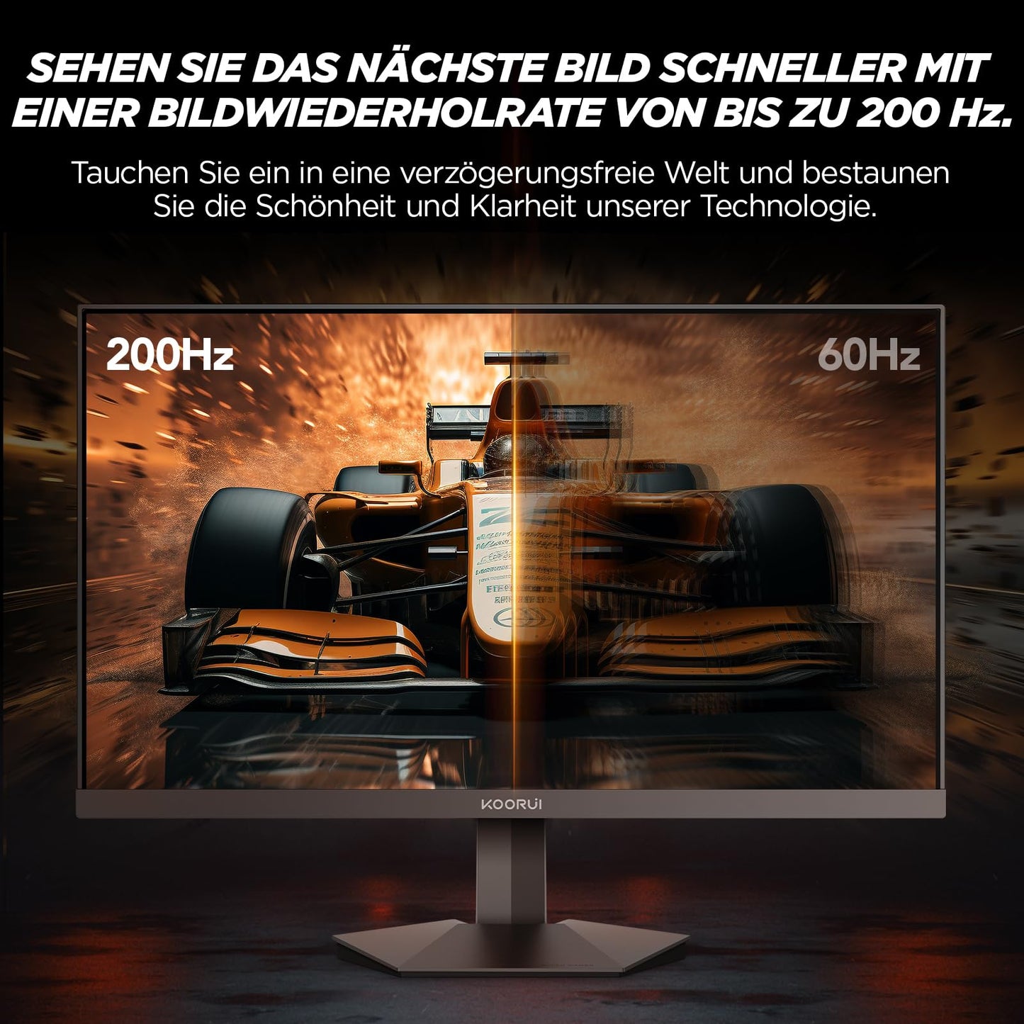 KOORUI G2711P 27-inch gaming monitor, 1ms 200Hz FHD Fast IPS HDR400 screen, 100% sRGB Adaptive Sync VESA 75x75mm.