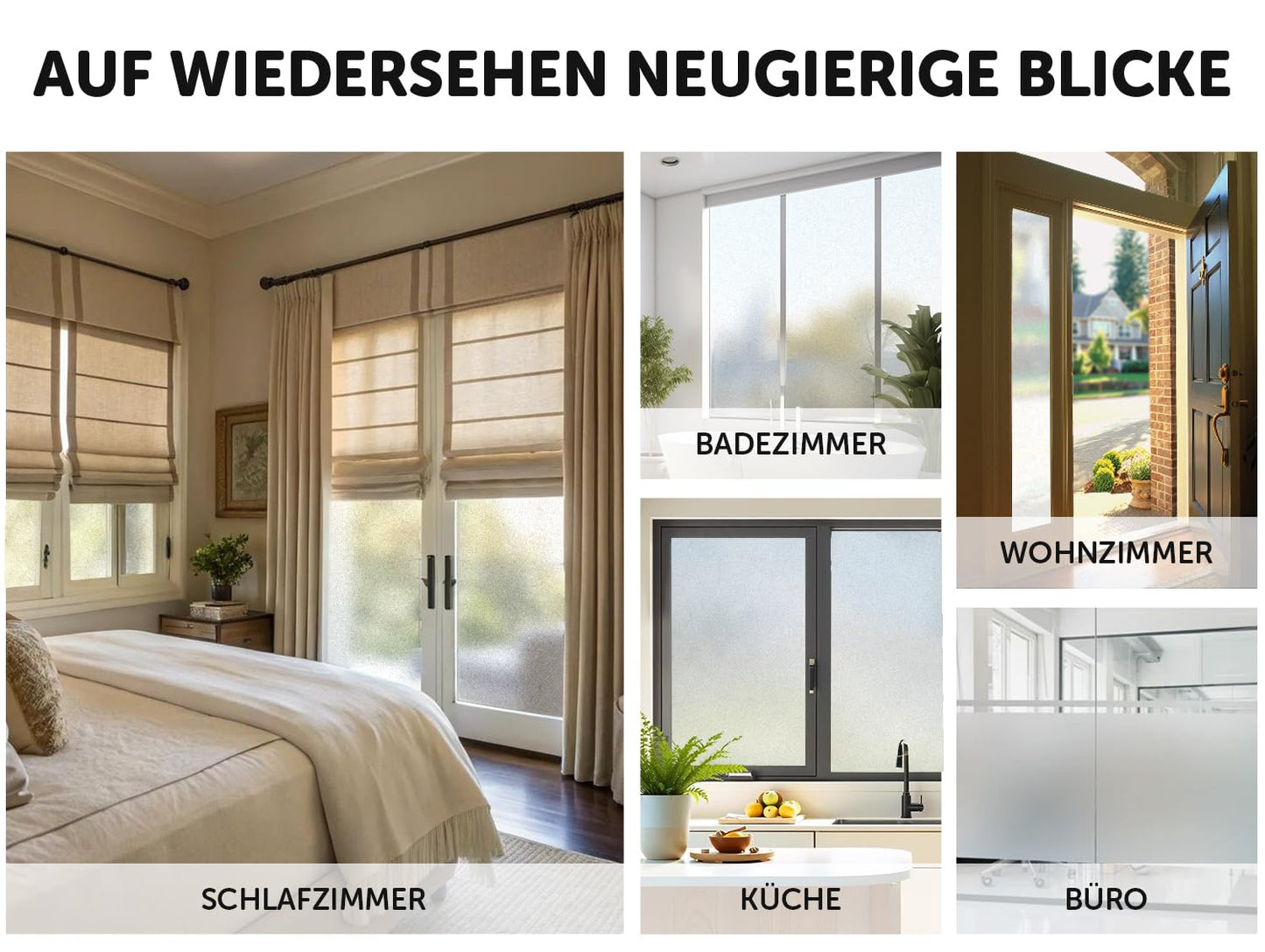 aboveBED window film opaque - 75 x 400 cm, privacy window film static cling, frosted glass film self-adhesive window with anti-UV, privacy protection for home office (Frosted-Look)