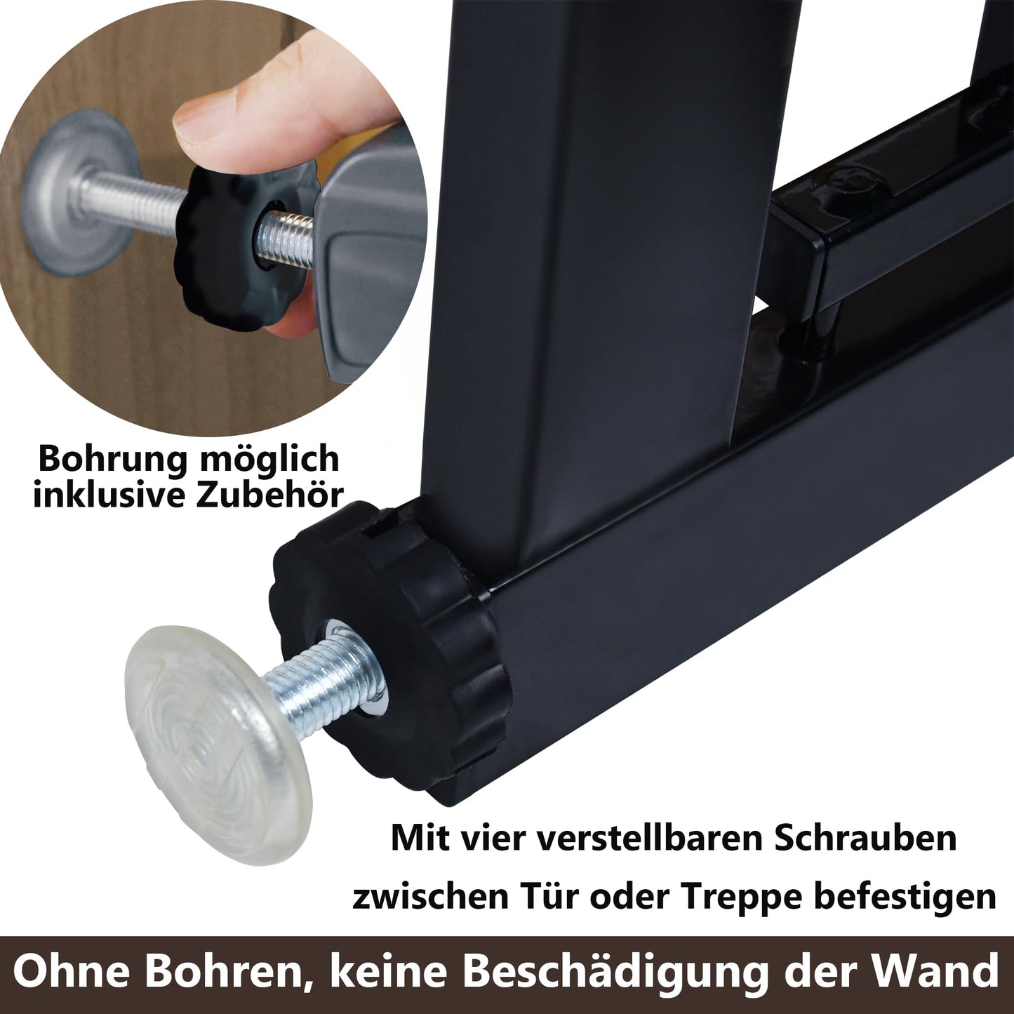 YRHome door guard without drilling stair gate stair guard for children baby gate with sliding door for dogs & cats Auto-Close 180° Two-way opening baby safety gate, 95-105 cm, Black
