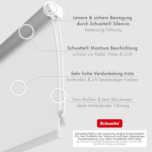 Schuette® blackout roller blind without drilling/with drilling 2in1 ● Thermo Roller Collection: Snowflake (White) ● 30 x 150 cm (Width x Height) ● Suprafix clamp roller blind = clamp fix 2.0 ● 60s installation with video