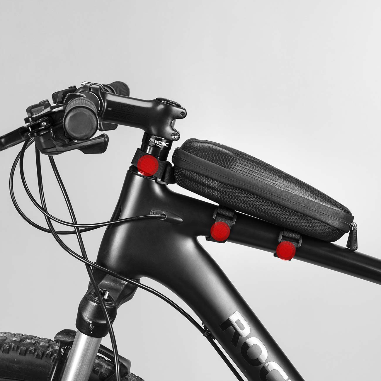 ROCKBROS bike frame bag waterproof top tube bag for MTB road bike folding bike Black M 1.1L