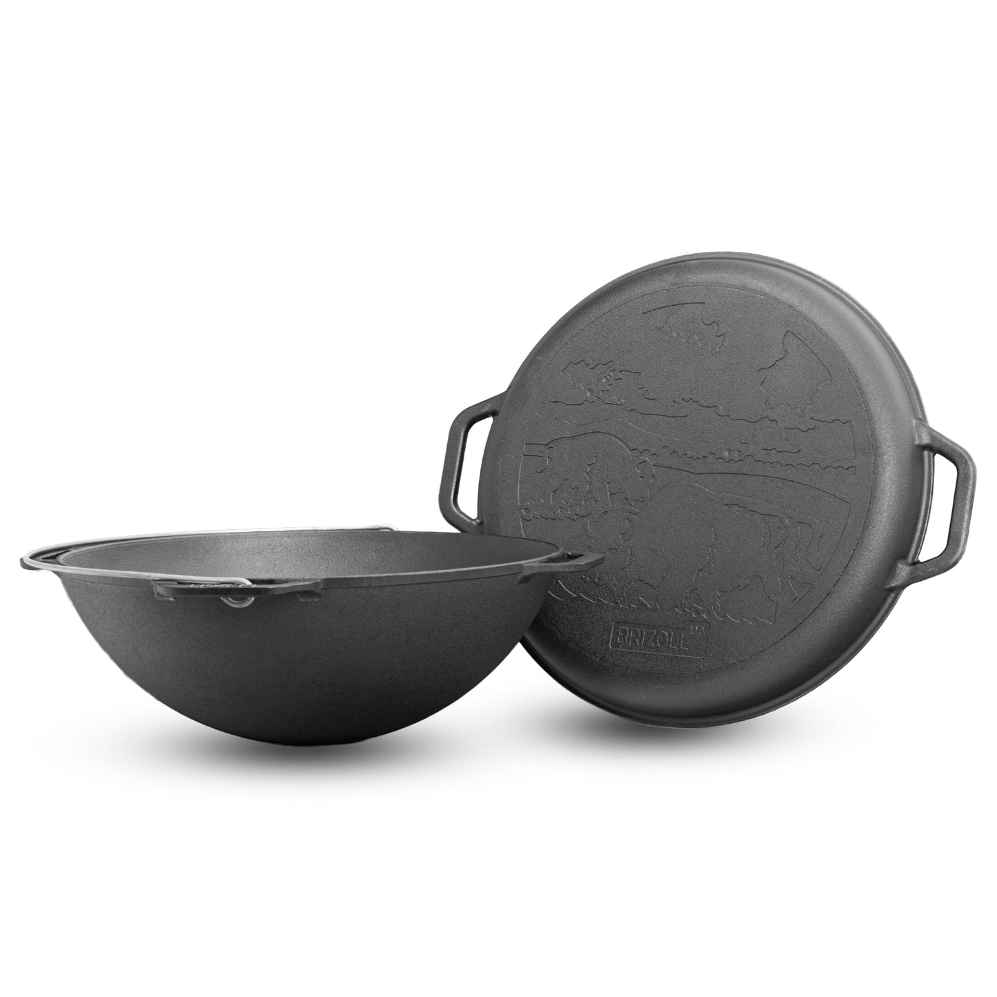 4BIG.fun Cast Iron Kazan 8 L Swivel Pot Kasan with Lid Frying Pan Wok Pan Grill Camping Pot Kettle Asia Wok Traditional Cast Pot Grill Wok