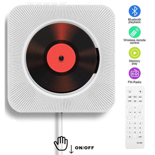 Adirigo Portable Desktop CD Player with Bluetooth Multifunctional with wall-mounted Music CD Player in HiFi speakers Home Audio Boombox with Remote Control (white)