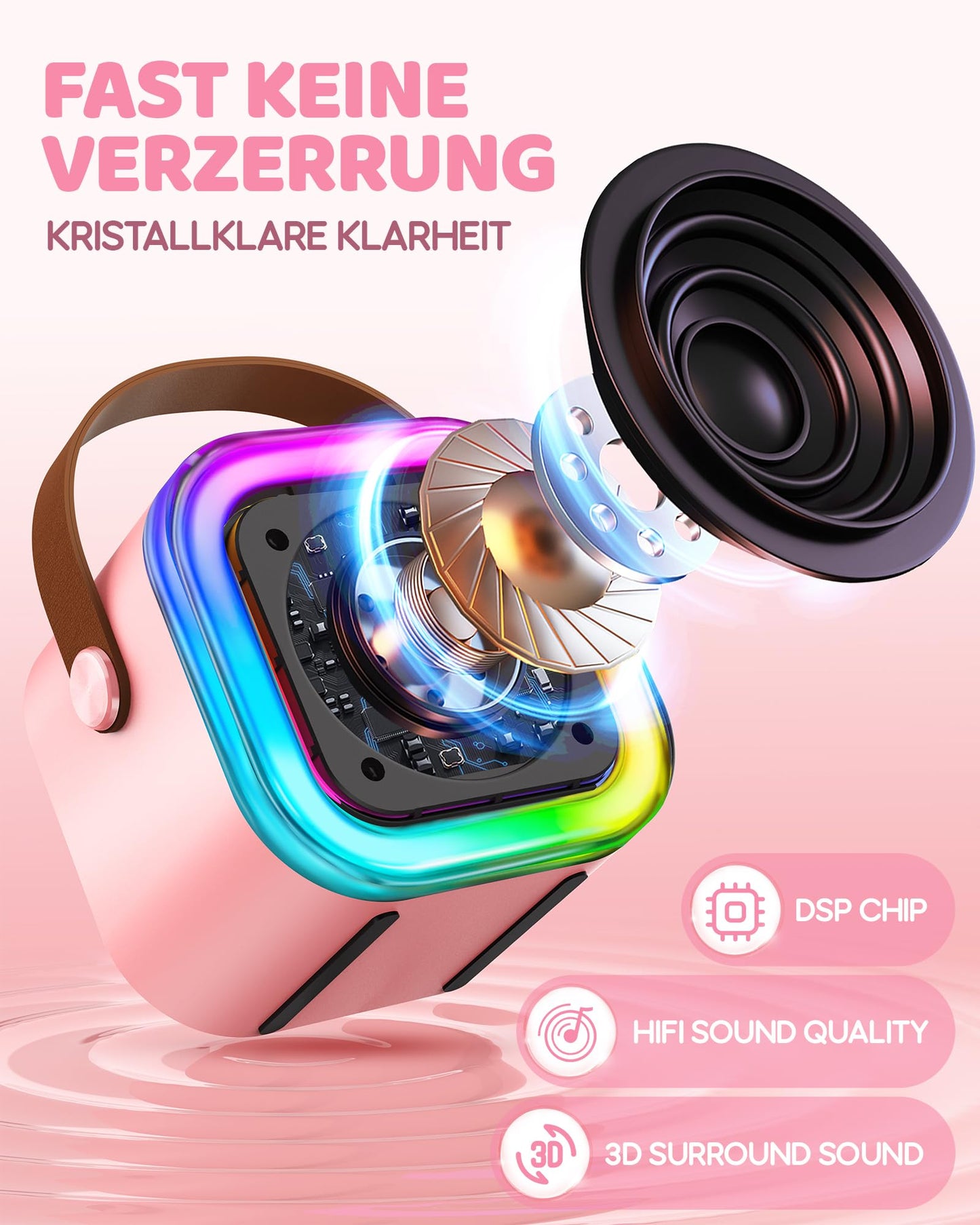 Karaoke machine for kids, gift for girls 3-12 years, karaoke kids toy for girls 3-12 years, karaoke machine with 2 karaoke microphones for kids, pink