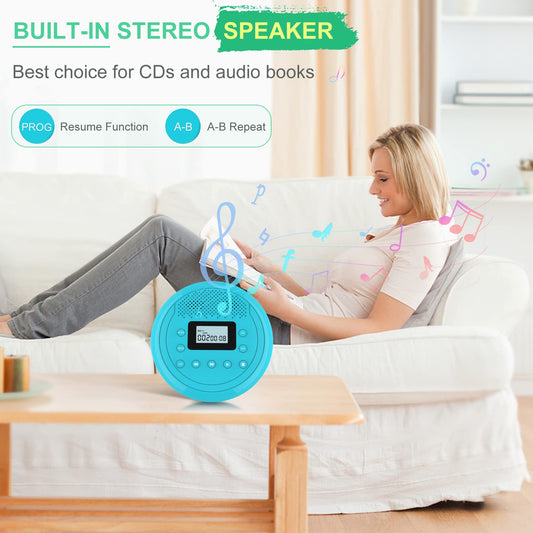 NEW 2025 Portable CD Player with Speaker, Portable CD Player, Rechargeable Discman CD Player for Car Kids, Anti-Skip small CD Player with Headphones for Listening to Audiobooks Music.