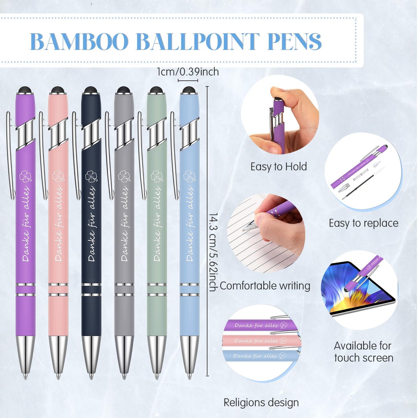 6 Sets Thank You Gifts for colleagues. Includes 6 spiral notepads and 6 pens with touchpens. Farewell gift for coworkers. Motivational gift set for Christmas. (Thank you)