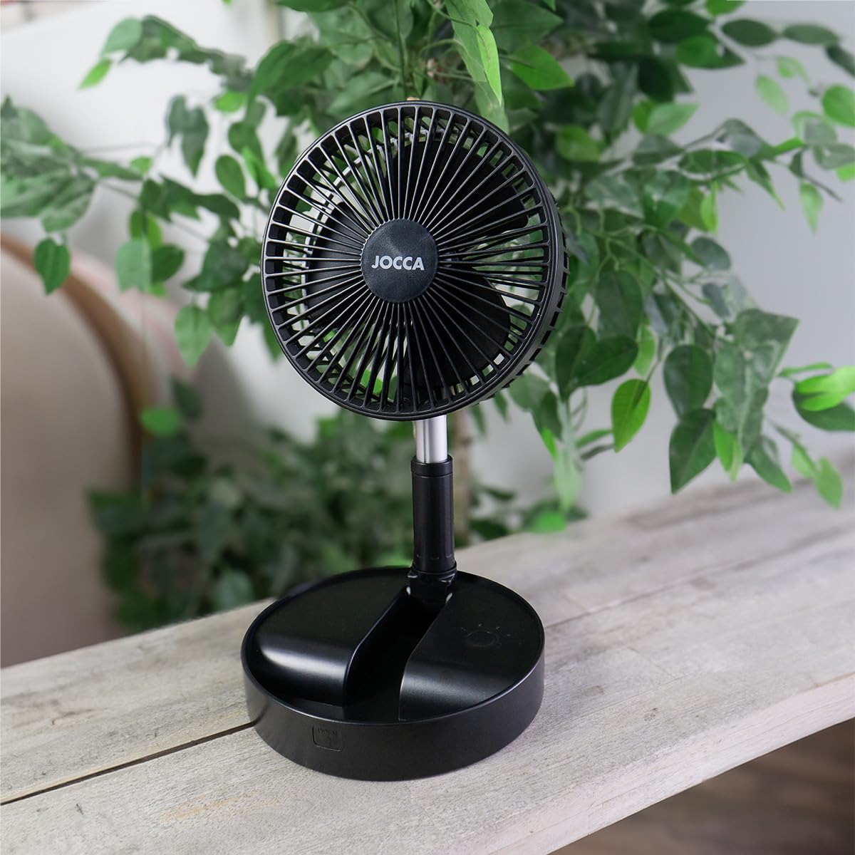 Jocca stand fan with 7200mAh battery, adjustable height 36-98 cm, remote control, 3 speeds, USB charging, foldable