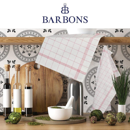 BARBONS 10-Pack Cotton Dish Towels 47x68cm Kitchen Towels Dishcloths - Dish Towel, Kitchen Towels, Kitchen Cloth, Cotton Dish Towel, Kitchen Dishcloth, Kitchen Drying Towels (10ct, Red)